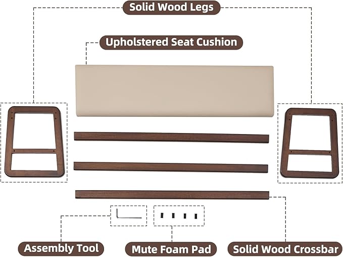 Uniclinens Wooden Shoe Rack Bench, End of Bed Bench Bedroom, Entryway Bench with Cushion 2-Tier, Long Shoe Storage Bench for Hallway Living Room (Walnut, 47.2'')