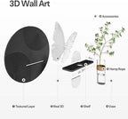 Troartos 3D Textured Black and White Wall Art for Living Room, Modern Minimalist Butterfly with Vase Artwork for Walls, Geometric Round Sandstone Wall Decor for Bedroom, Hallway, Dining Room, Office