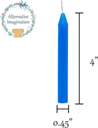 Alternative Imagination Blue Chime Candles - 20 Pack of Unscented 4 Inch Mini Taper Candles - Dripless Long Burning Ritual Candles for Meditation, Spell Work & Home Decor