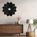 SIGNLEADER Metal Wall Art Decor Abstract Lotus Flower Minimalist Modern Abstract Wall Sculpture Hangings Home Decoration for Living Room, Bedroom, Bathroom, Kitchen, Outdoor - 30" Black