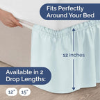 Wrap Around Dust Ruffle Bed Skirt - Ice Blue - for King Size Beds w/ 12 Inch Drop - Easy Fit Elastic Strap - Adjustable Pleated Bedskirt w/Brushed Fabric - Wrinkle Free - for Women, Men, Kids & Teens