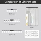 8 Light Black Bathroom Light Fixtures Over Mirror for Big Mirror, Modern Bathroom Lighting with Milky White Frosted Glass Shades,51 inch Lights for Vanity for Mirrors, E26