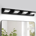 OKELI 4-Light Bathroom Vanity Light Black Modern LED Vanity Light Over Mirror Dimmable Mirror Front Lamp with 350° Adjustable Lamp Head ETL Listed 32W 6000K Cold White