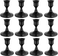 12 Pcs Silver Taper Candle Holders Vintage Candlesticks Holder for Home Decor Table Centerpiece Dining Party Festival Decorations (Black)