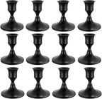 12 Pcs Silver Taper Candle Holders Vintage Candlesticks Holder for Home Decor Table Centerpiece Dining Party Festival Decorations (Black)
