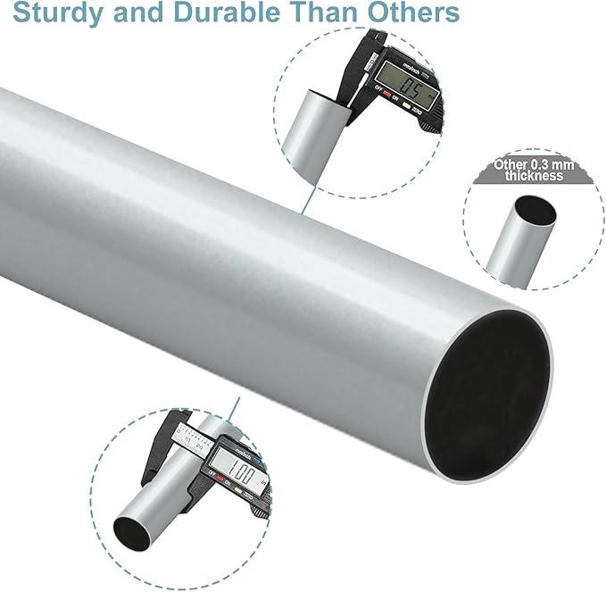 Curtain Rods for Windows 16 to 48 or 60 Inches Max Adjustable Length 1 Inch Diameter Window Curtain Rod with Aluminium End Cap, Silver Gray