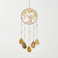 Agate Citrine Gemstone Dream Catcher 7 Chakras Gold Tree of Life Dream Catcher with Healing Crystal Stones Handmade Dreamcatcher Wall Decor for Adults Boys Girls,Bedroom,Wedding,Garden,Bless Gift