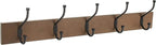 Amazon Basics Rectangular Farmhouse Wall-Mounted Coat Rack with Storage Hooks, 5 Hooks, Barnwood
