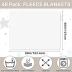 Newwiee 48 Pcs Fleece Throw Blankets Bulk 50'' x 60'' Oeko-tex Standard 100 Certified Spring Outdoor Wedding Guest Blankets Lightweight for Sleepover Donation Lap Pet Sofa Home (White)