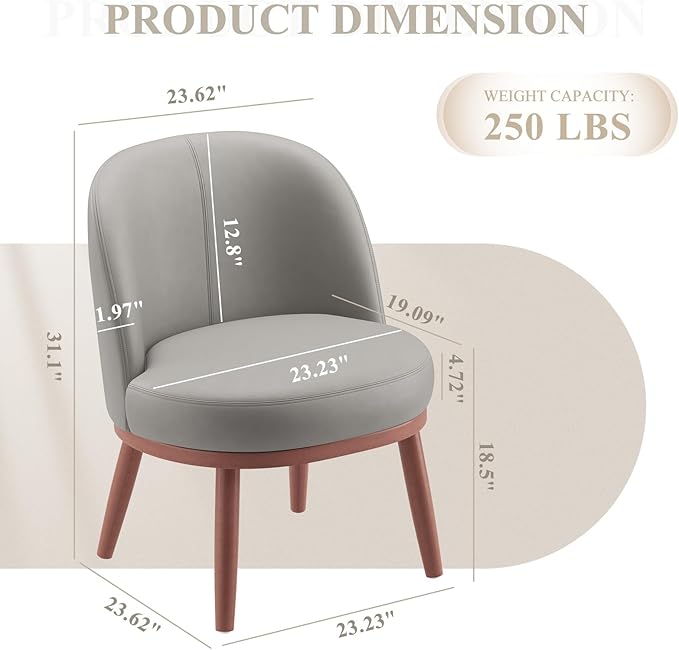 Accent Chair Mid-Century Modern Chair PU Leather Upholstered Armless Chair Set of 1, Suitable for Living Room, Bedroom, Balcony,Light Gray