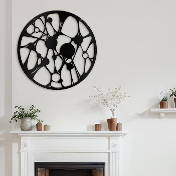 SIGNLEADER Metal Wall Art Decor Abstract Geometric Minimalist Modern Abstract Wall Sculpture Hangings Home Decoration for Living Room, Bedroom, Kitchen, Bathroom, Outdoor - 24" Black