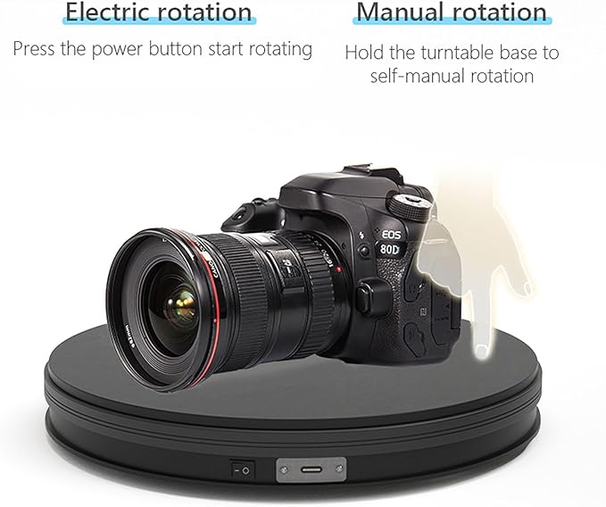 Turner Cup Display Stand,Rotating Display Stand Easy to Switch Direction, Spinning Platform , 360 Degree Motorized Photography Turntable for Jewelry, Shoes Display and Shooting, Lazy Susan (BK-250MM)