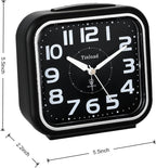 5.5" Large Analog Alarm Clock Silent Non Ticking, Gentle Wake, Beep Sounds, Increasing Volume, Battery Operated Snooze and Manual Light, Easy Set, Black (Best for Elder)