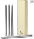 10-Inch Tall Dripless Taper Candles Set of 4 - Silver Tapered Candles, Perfect for Wedding,Christmas - Smokeless, Unscented, Long Burning - Hand Poured, Colored Tall Candlesticks - Plata