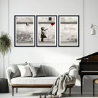 Novatique Street Banksy Wall Art Abstract Pop Art Wall Decor Black and White Graffiti Pictures Canvas Prints for Living Room Bedroom,16" x 24" x 3Pcs