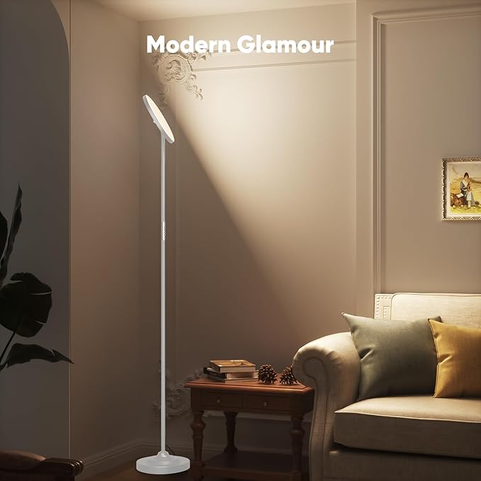 36W LED Floor Lamp, Upgrade Super Bright Standing Lamp, Modern Stepless Dimmable Torchiere Tall Lamp with Remote Control, 350°Rotating Head Reading Floor Lamp for Living Room, Bedroom, Office