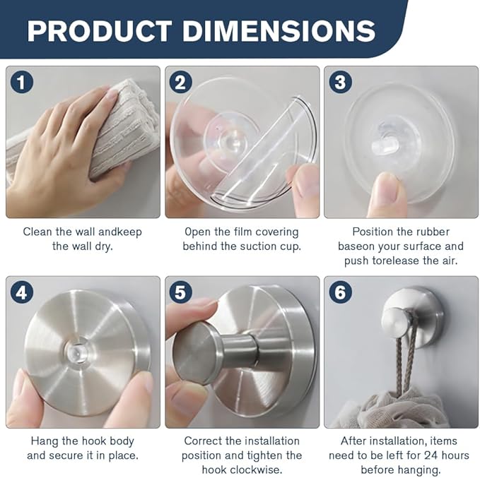 2026 Upgraded Suction Cup Hooks for Door Wreaths, Removable No Drill Wreath Hangers for Front Door, Reusable Hooks Holder for Glass Window Towel Shower Bathroom Kitchen (4, Silver)