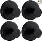 Reusable Heavy Duty Suction Cup Hooks for Kitchen/Bathroom/Shower - Wet-Proof Hooks for Towels, Robes, Loofah&Wreaths/No Drill Mounting on Glass, Tile, Metal (4, Matte Black)