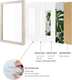 Egofine 12x16 Picture Frames Set of 4, Made of Solid Wood Covered by Plexiglass 9x12 and 11x14 with Mat or 12x16 without Mat, for Wall Mounting Photo Frame Distressed Wood Grain