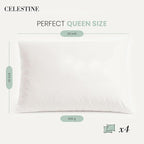 Celestine Queen Size Pillows Set of 4 – Soft Down Alternative Microfiber Filling, Plush White 20x28 Bed Pillows for Side and Back Sleepers, Breathable, Supportive, Machine Washable Pillow Set
