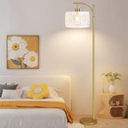Glass Floor Lamp for Living Room,Bedroom,Gold Dimmable Standing Lamp with Remote,Brass White Tall Lamp Boho Mid Century Modern Floor Lamps Arc Floor Light Lamp Girls Kids Bohemian