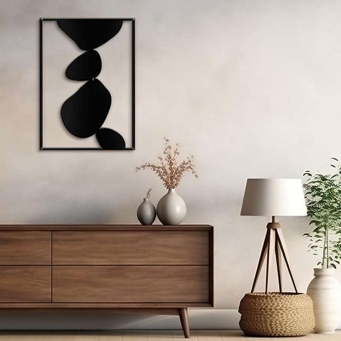SIGNLEADER Metal Wall Art Decor Abstract Shapes Illustrations Minimalist Modern Abstract Wall Sculpture Hangings Home Decoration for Living Room, Bedroom, Bathroom, Kitchen, Outdoor - 36" Black