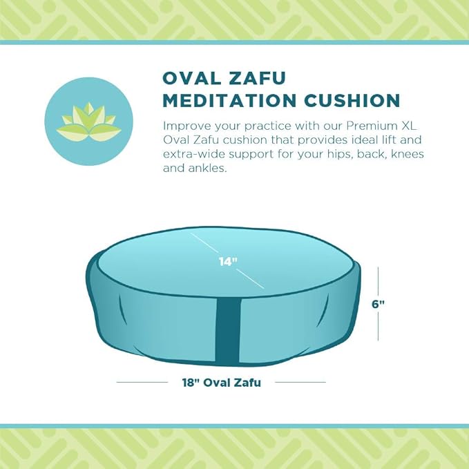 Bean Products Zafu Meditation Pillows for Sitting on Floor, Yoga Cushion, Cotton/Buckwheat Fill Yoga Pillow, Zafu Meditation Cushion, Zen Kneeling Prayer Pad- Made in USA - 14"x18" Oval - Natural
