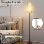 Floor Lamp for Living Room, Modern Standing Lamps with Lampshade, Minimalist Tall Lamp with Chain Switch for Living Room, LED Bulb Included (Beige+Brown)