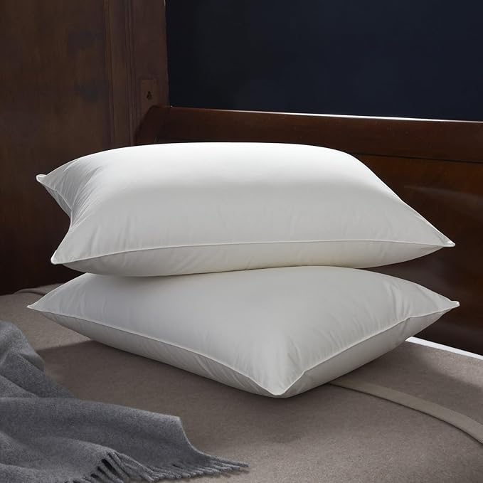 Cuddledown Organic Cotton Down Alternative Pillow | 100% Organic Cotton Shell | European Down Alternative Fill | Hypoallergenic | Handcrafted | Oeko-TEX Certified | 20" x 36" | King | Medium