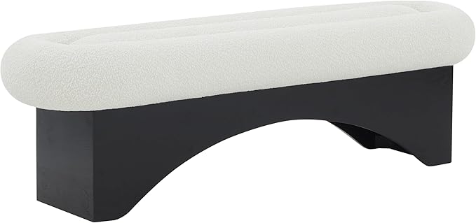 SAFAVIEH Couture Collection Carsen Ivory Boucle/Black Bench (Fully Assembled)