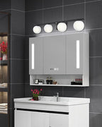 New Bathroom Vanity Light Fixtures Matte Black Milk White Globe Glass Shade 4 Lights Modern Wall Bar Sconce Over Mirror(4 lights-35.43inch)