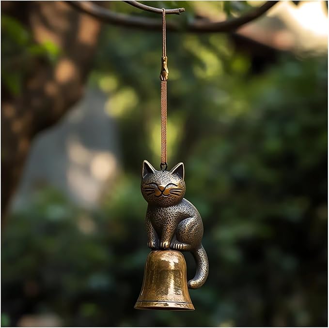 Cat Wind Chime 2025 New Unique Cat Garden Decor Outdoor Cat Statue Themed Gifts Wind Chimes for Cat Lovers Women Hanging Memorial Ornaments Windchimes Bell Outside Yard Home Porch Decorations (C1)