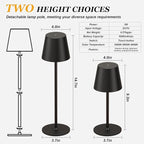Kakanuo Black Cordless Table Lamp Rechargeable - KK 1 Pack 5000mAH Battery Operated Lamp for Counter, 3 Color Stepless Dimming Wireless Lamps for Dining Kitchen, Outdoor Patio, Touch Control