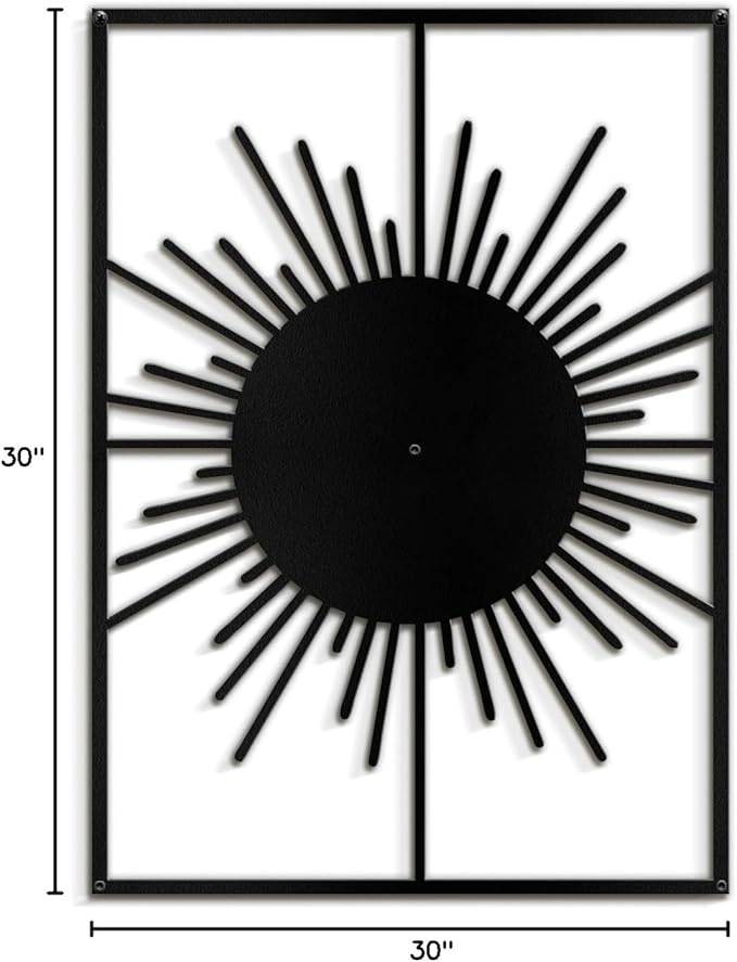 SIGNLEADER Metal Wall Art Decor Shining Sun Landscape Minimalist Modern Abstract Wall Sculpture Hangings Home Decoration for Living Room, Bedroom, Bathroom, Kitchen, Outdoor - 30" Black