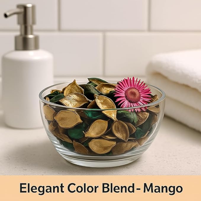 Mango Scented Potpourri Bags – 2 Large Packs, 8.4 oz Total – Dried Petals & Botanicals for Bowls & Vases – Long-Lasting Aroma for Home Décor, Office, Bathroom, Gift Use