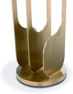 Erin Side Table – Modern End Table with 304 Stainless Steel & Bright Brass Base, Wood Top, Commercial Grade Quality