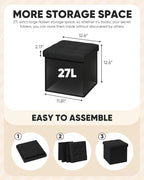 B FSOBEIIALEO Storage Ottoman Cube, Storage Chest Folding Ottomans Footrest for Living Room Seat, 12.6"X12.6"X12.6" (Linen Black)