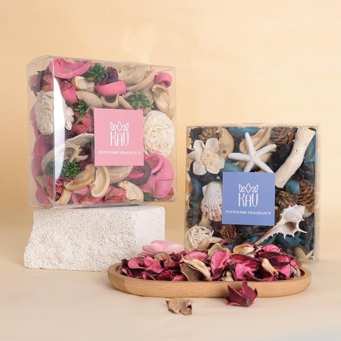 KAV Potpourri Bowl Filler, Spring Pot pourri Dried Flower Vase Fill Mix, Home Decor Scented Dry Petal Popori, Roses and Garden Scents, Natural Flower Home Fragrance 14 oz (Pretty Pink)