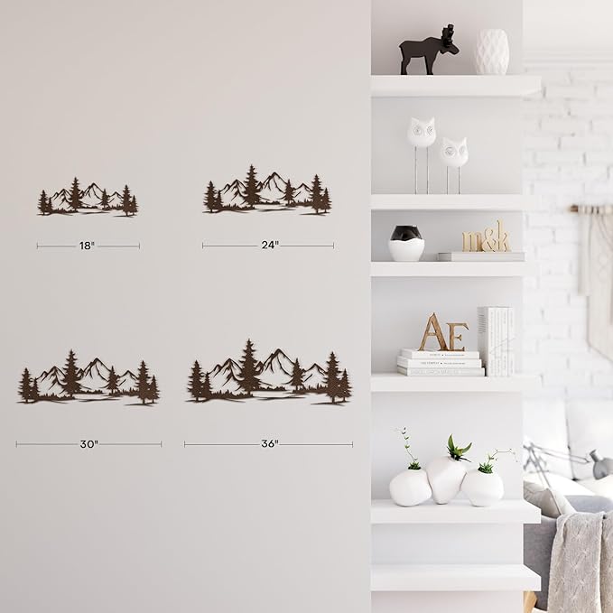 SIGNLEADER Metal Wall Art Decor Mountain Pine trees Modern Abstract Wall Sculpture Hangings Home Decoration for Living Room, Bedroom, Bathroom, Kitchen, Outdoor - 18" Bronze