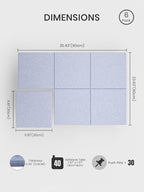 Bumusty Large Cork Board 36" x 24" Alternative - 6 Pack Felt Wall Tiles with 40 Safe Removable Adhesive Tabs, 30 Pushpins, Cork Boards for Walls Pin Board Bulletin Board Office Decor (Soft Periwinkle)