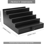 5 Tier Cologne Organizer for Men - Wooden Black Cologne Perfume Display Stand with Drawer and Hidden Compartment, Mens Cologne Holder Shelf for Organizing and Storing