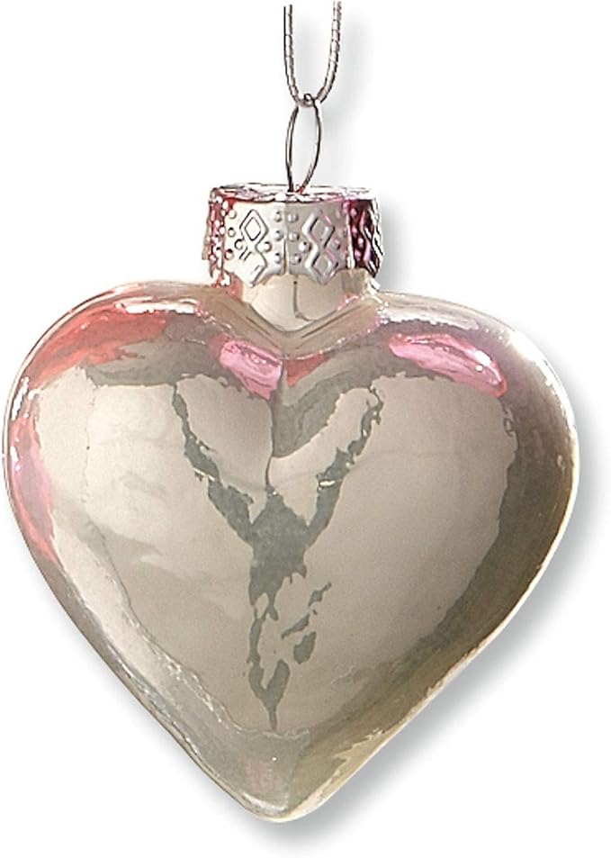 Lillian Vernon Shiny Glass Hearts Valentines Ornaments - 12 Piece Set, Blown Glass, Handcrafted Hanging Tree Decorations, Valentine's Day Holiday & Party Decor, 2" Tall Heart, Red, White & Pink
