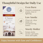 Incense Sticks 8 Inch, Made from Temple Flowers, Sandalwood and Frankincense Blend, Includes Incense Burner Stand, 80 Count, Long-Lasting Aroma for Meditation, Yoga, Home
