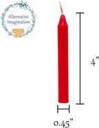 Alternative Imagination Red Chime Candles - 20 Pack of Unscented 4 Inch Mini Taper Candles - Dripless Long Burning Ritual Candles for Meditation, Spell Work, Birthdays, Ceremonies & Home Decor