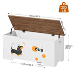 HOOBRO Toy Box, Toy Chest with 2 Safety Hinges, 43.3" Storage Bench, Wooden Storage Chest, for Entryway, Bedroom, Living Room, White and Walnut WH495CW01