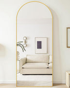 Suidia Arched Full Length Mirror, 58"x21" Floor Mirror Freestanding, Floor Standing Full Body Mirror with Stand for Bedroom, Hanging Leaning Mounted for Living Room Cloakroom, Gold