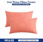 MIULEE Pack of 2 Decorative Outdoor Solid Waterproof Throw Pillow Covers Spring Valentine Faux Linen Garden Farmhouse Cushion Cases for Patio Tent Balcony Couch Sofa 20x12 Inch Blush Pink