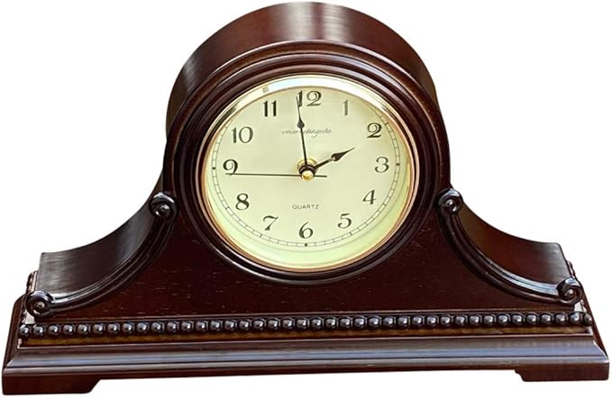 Mantel Clocks, Battery Operated, Silent Wood Table Clock with Westminster Chimes On The Hour, Solid Wooden Shelf Chiming Mantle Clock, 9" x 16" x 3" (Walnut - Arabic Numerals)