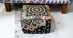 CRAFT KALA Mandala Meditation Floor Pillows Cover Square Pillow Seating Hippie Decorative Adults Bohemian Cushion Cover Outdoor Living Room Throw Ottoman Poufs Cover 18X18X14 inches, Black Gold Flower