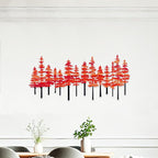 Metal Pine Tree Wall Art Decor Nature Home Decor Cedar Trees Metal Sign Wall Decorations for Living Room, Forest Decor, Nature Lover Gift (Black Red)